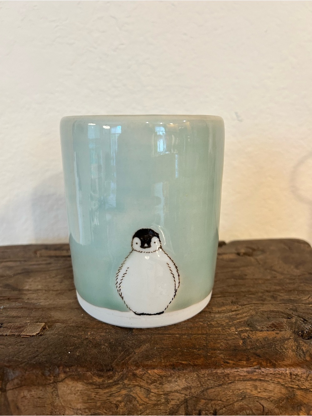 Handcrafted Mint Penguin Ceramic Cup